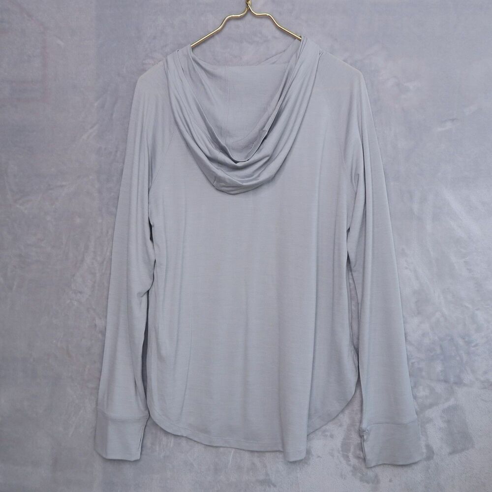WOOL& WOOLAND Gray Trek Tunic Hoodie Size L Merino Wool Blend Outdoor Relaxed - Picture 2 of 8